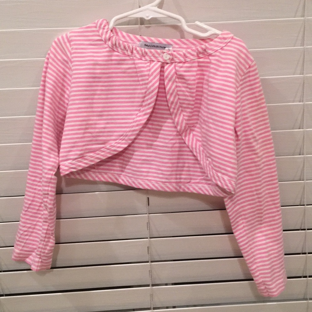 Pink and white stripe duster jacket for toddler